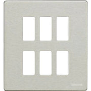 MAGIC - PLACCA 3+3 POSTI PER SCATOLA 506E E 506NP - IN ALLUMINIO OXIDAL - CON SOTTOPLACCA ISOLANTE E AGGANCIO GRADUALE PER SUPPORTO 506S