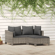 Set Divani da Giardino 3 pz con Cuscini in Polyrattan Grigio 362685