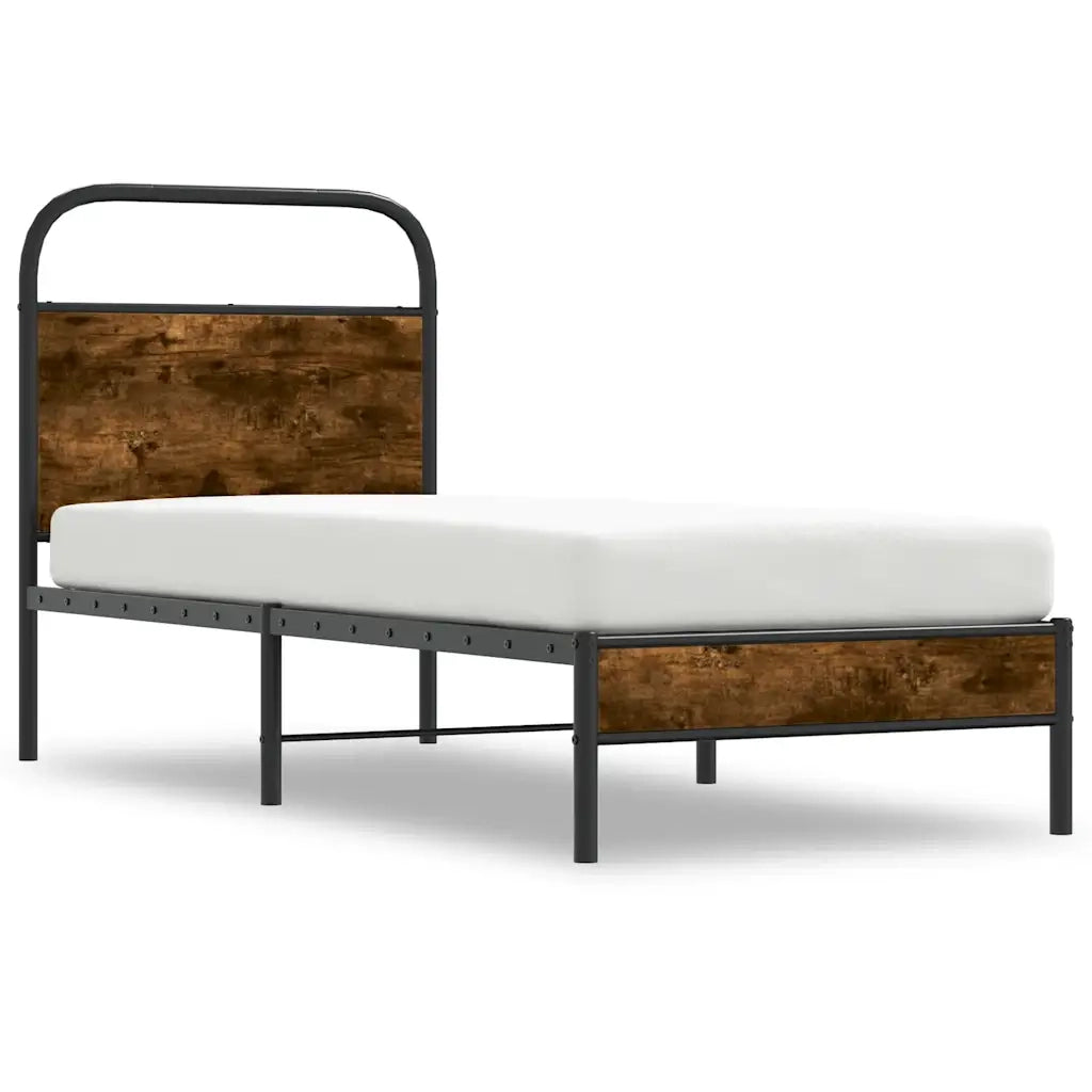 Giroletto senza Materasso-Struttura Letto Rovere Fumo 80x200 cm in Truciolato 611654