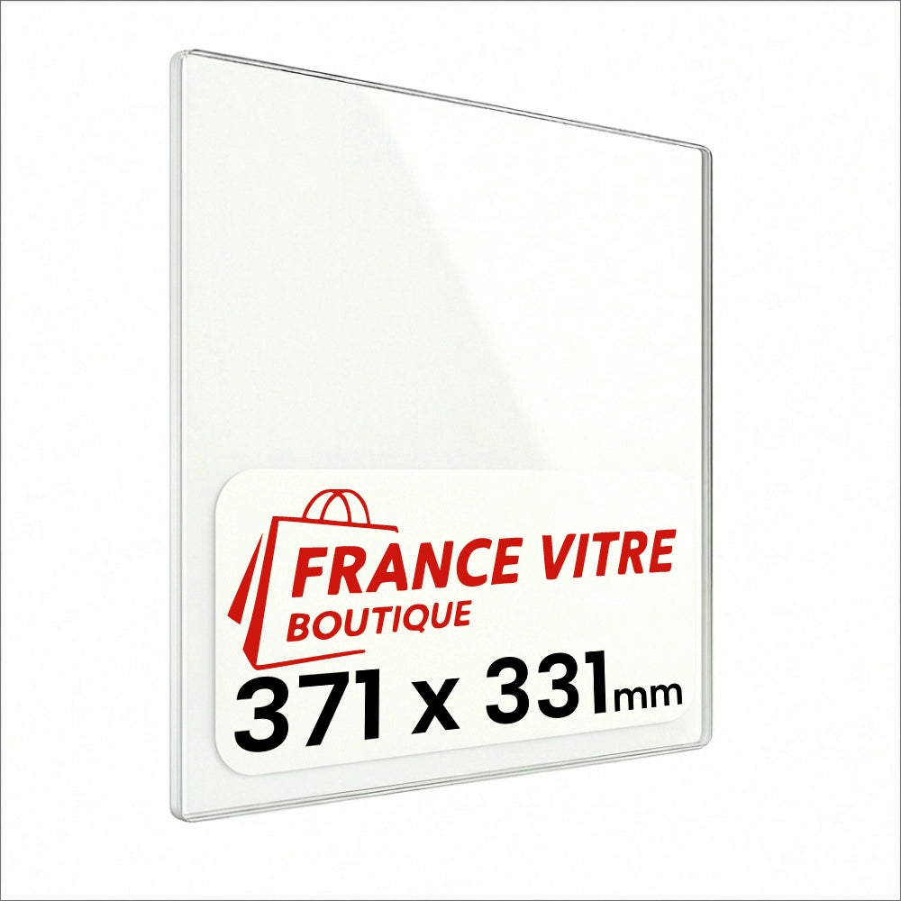 371 x 331 x 4 mm - Vetro per stufa a legna - vetro camino di ricambio - vetro per caminetto resistente al fuoco - France Vitre
