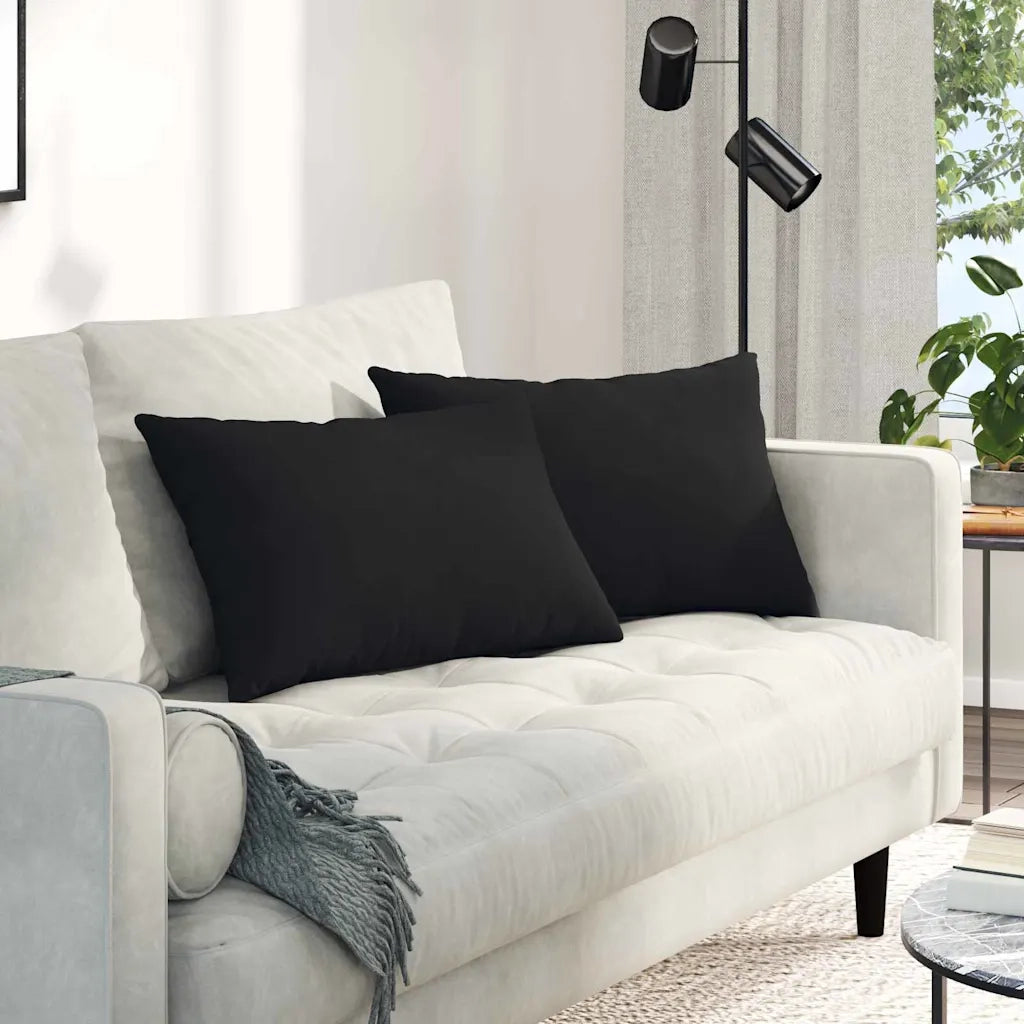 Cuscini da Divano 2 pz | Cuscini per sedie Nero 60 x 40 cm Tessuto