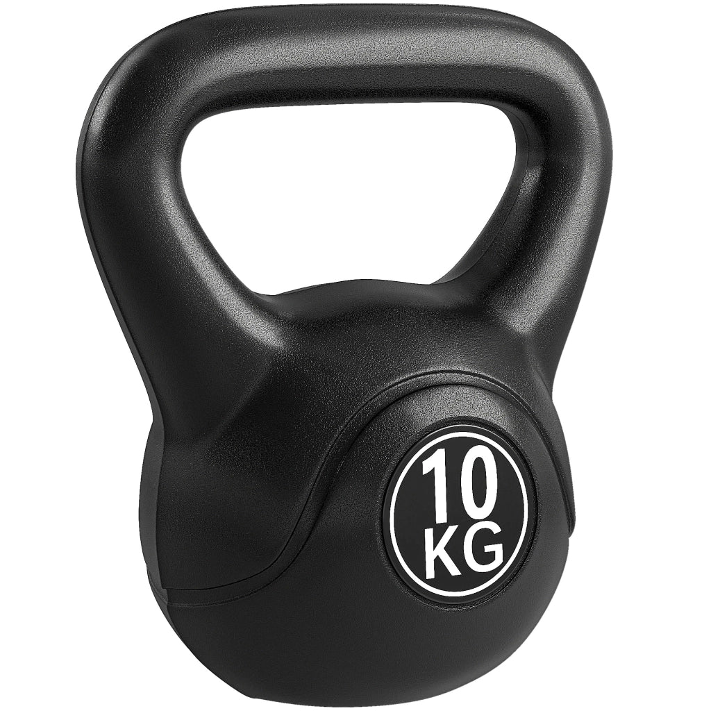 EasyComfort Kettlebell 10kg per Sport e Fitness con Base Piatta e Impugnatura, Kettlebell Pesi per Allenamento Home Gym Casa e Palestra, 25x19x28 cm, Nero