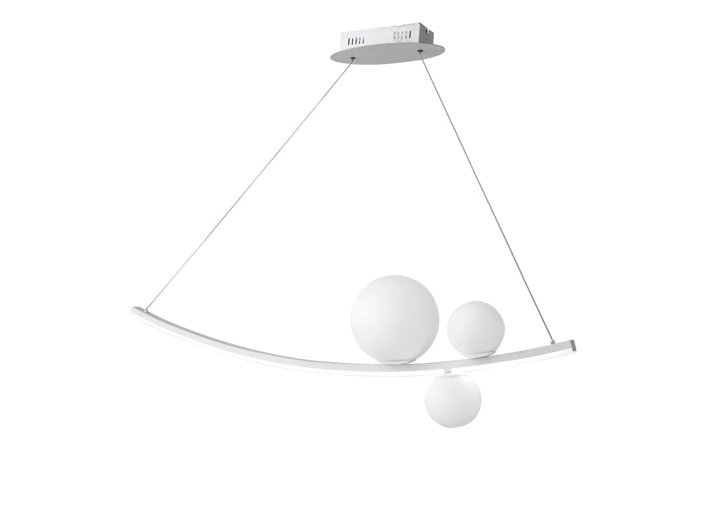 SOSPENSIONE ALTALENA BIANCO CON VETRI BIANCO A LED 3000K 2947LM 48W L.120CM
