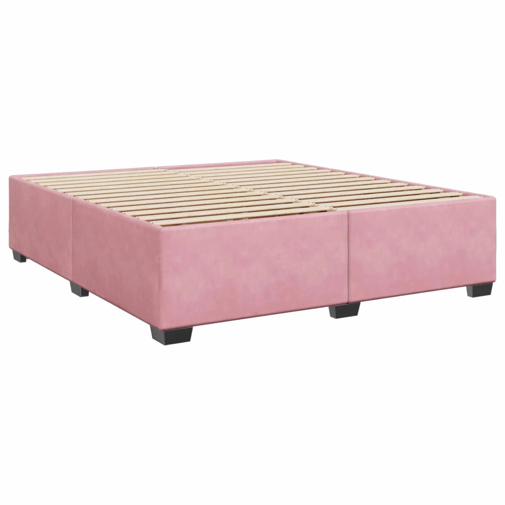 Letto box spring con materasso Rosa 200 x 200 cm Velluto 3450787