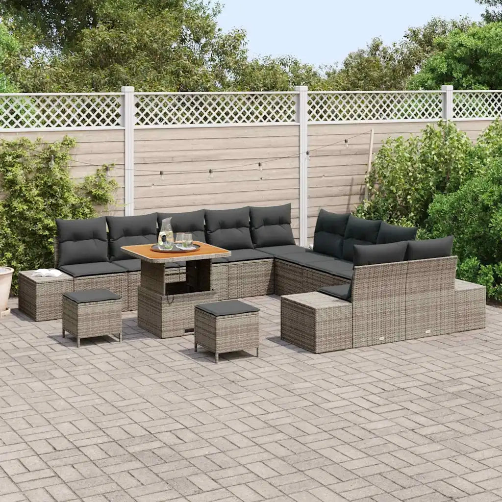 Set Divano da Giardino con cuscino 13 pcs Grigio polyrattan 3362843