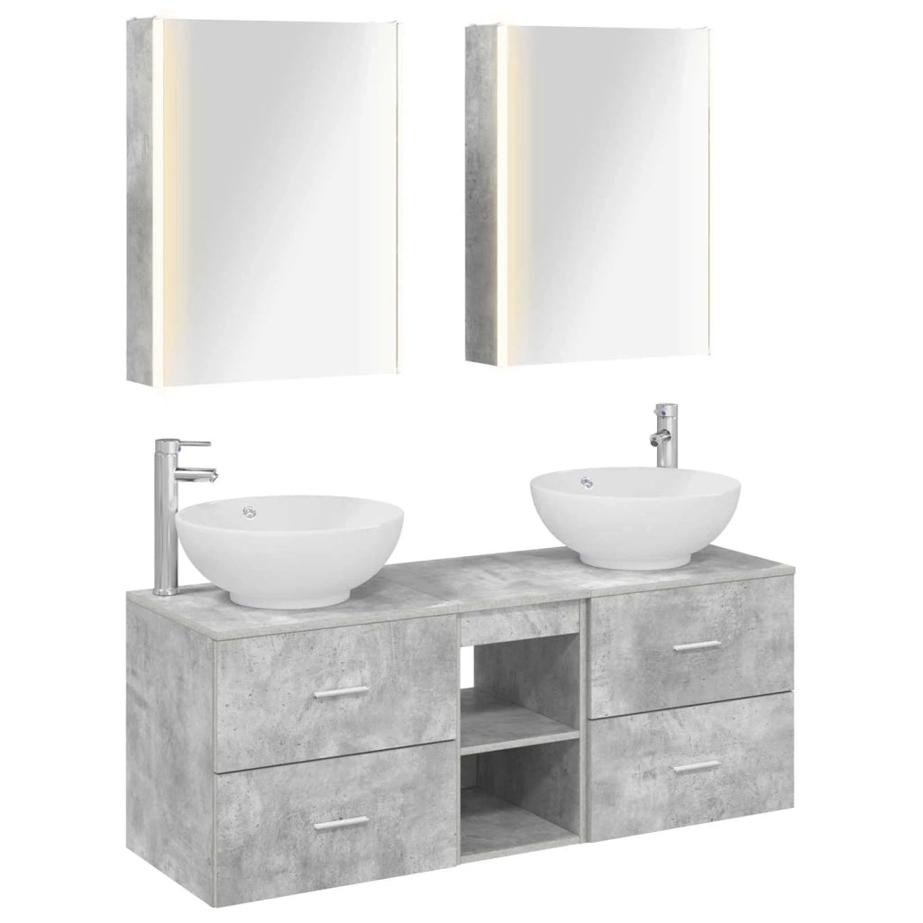 Set di mobili per il bagno 5 pz Grigio Cemento 3406970