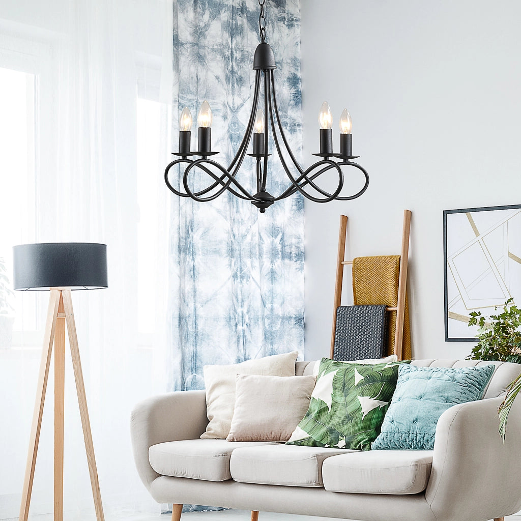 Lampadario Soffitto Rustico ¨C Minimal ¨C Nero 58x45 cm