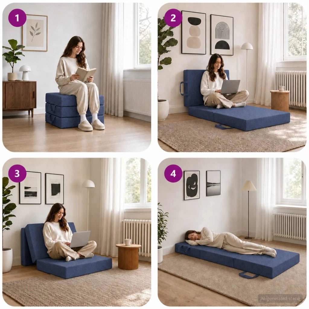 Divano Letto Pieghevole 75 x 67 x 45 cm Blu 900165