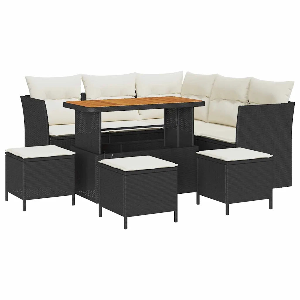 Set Divano da Giardino 9 pcs Nero polyrattan 3361490