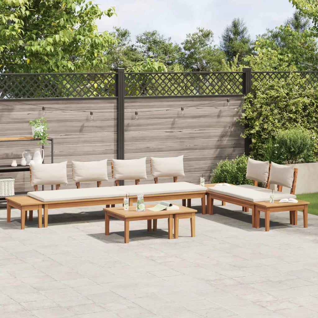 Set Divano da Giardino 5 pcs Marrone e Crema