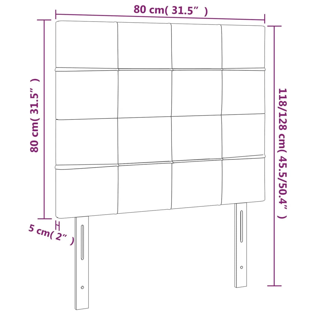 Testiera a LED-Testata con LED Nera 80x5x118/128 cm in Tessuto 971407