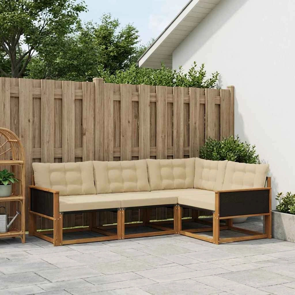 Set di divani da esterno 4 pz Naturale e Beige 3381385