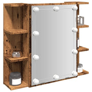 Mobile a Specchio con LED Legno Antico 70x16,5x60 cm 857003