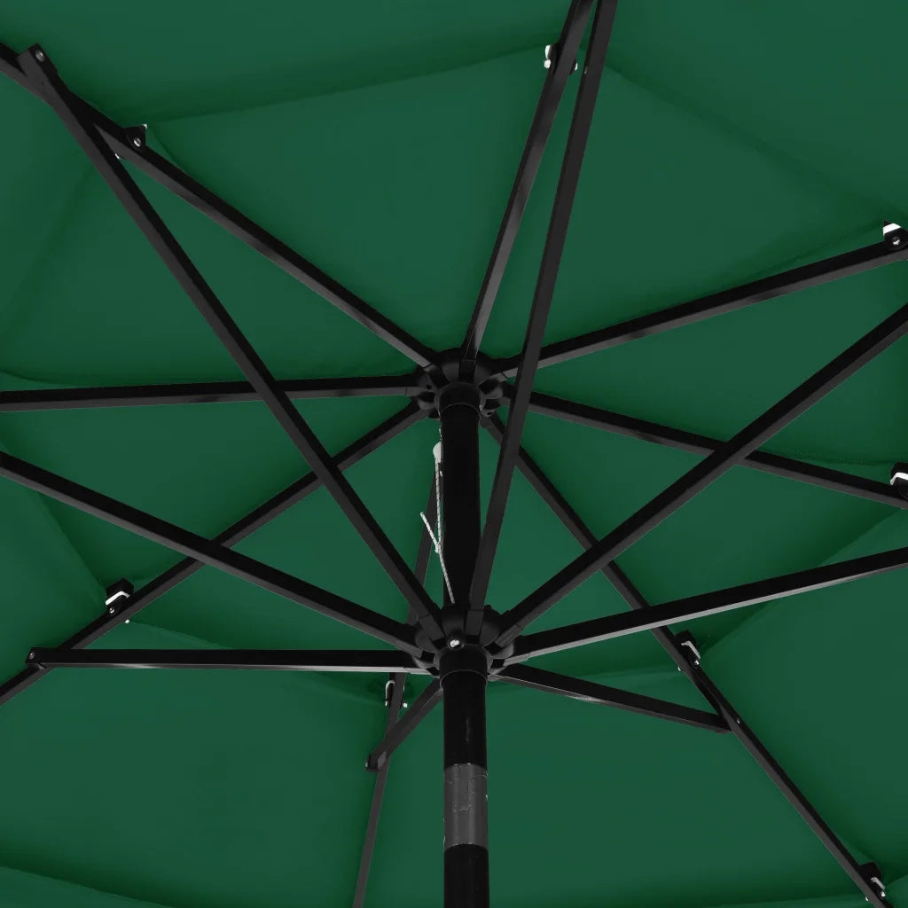 Ombrello | Parasolne a 3 Livelli con Palo in Alluminio Verde 3 m
