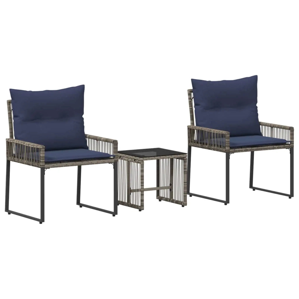 Set di Mobili da Esterno 7 pcs Grigio e Blu Navy polyrattan 42025158