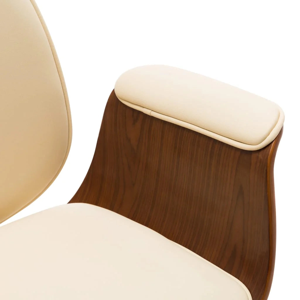 Sedia da ufficio sedia da computer sedia da studio legno curvato e similpelle color crema 02_0023998