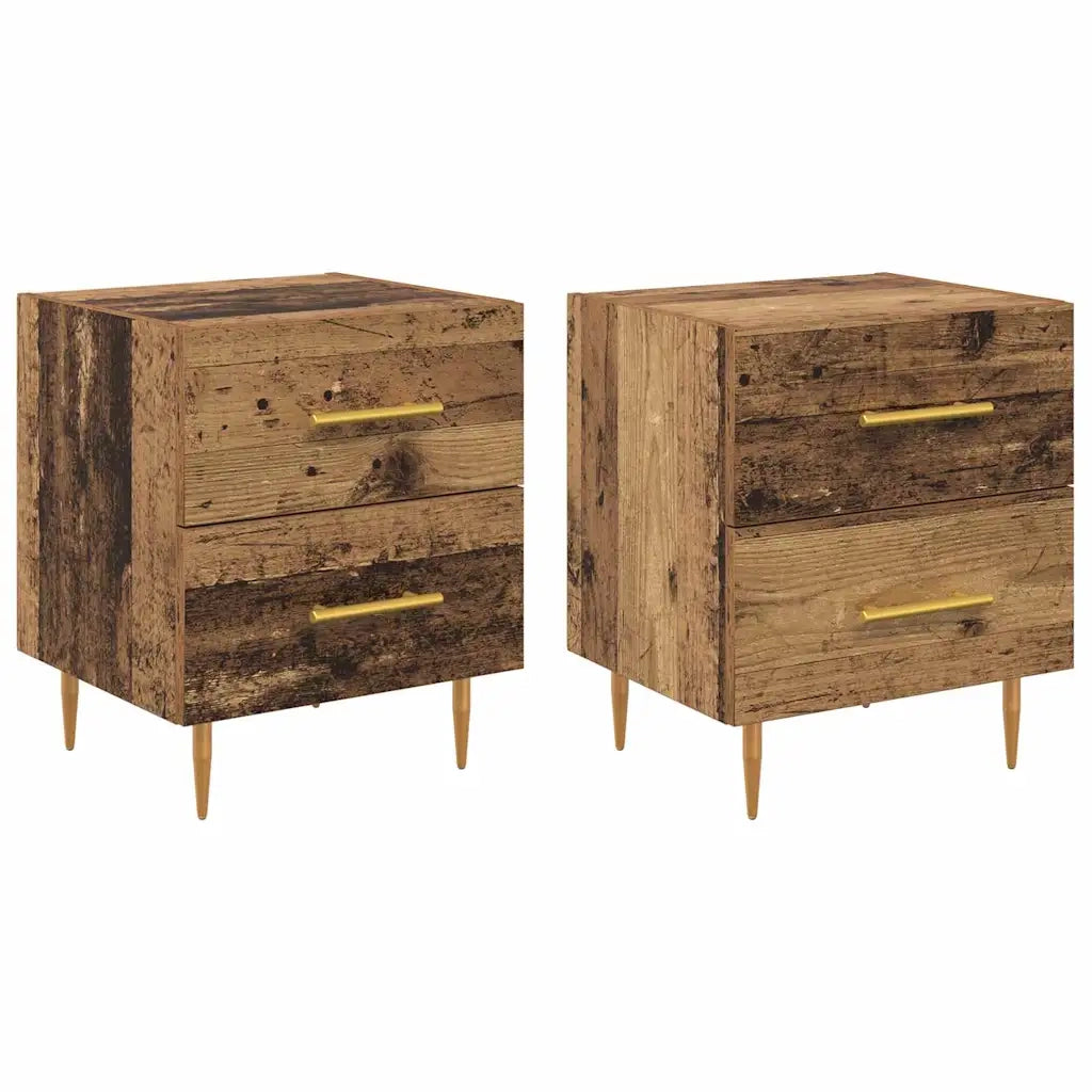 Set di 2 Comodini | Armadio da Notte | Mobiletto da notte Legno vecchio 40 x 35 x 47,5 cm