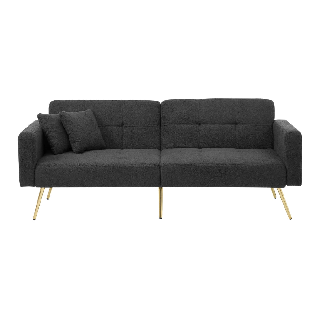 Divano letto con angolo regolabile - Zephmum- Gambe dorate, cuscini e tasche laterali