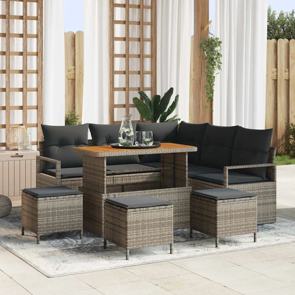 Set Divano da Giardino con cuscino 9 pcs Grigio 3364483