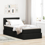 Letto con contenitore e materasso con testiera Nero 90 x 200 cm 3370484