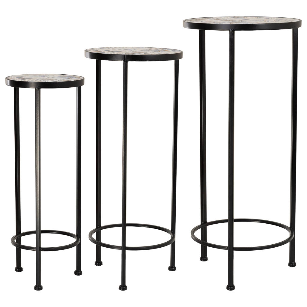 Set di 3 supporti in mosaico Multicolore e ferro battuto: 30x68h, 25x5