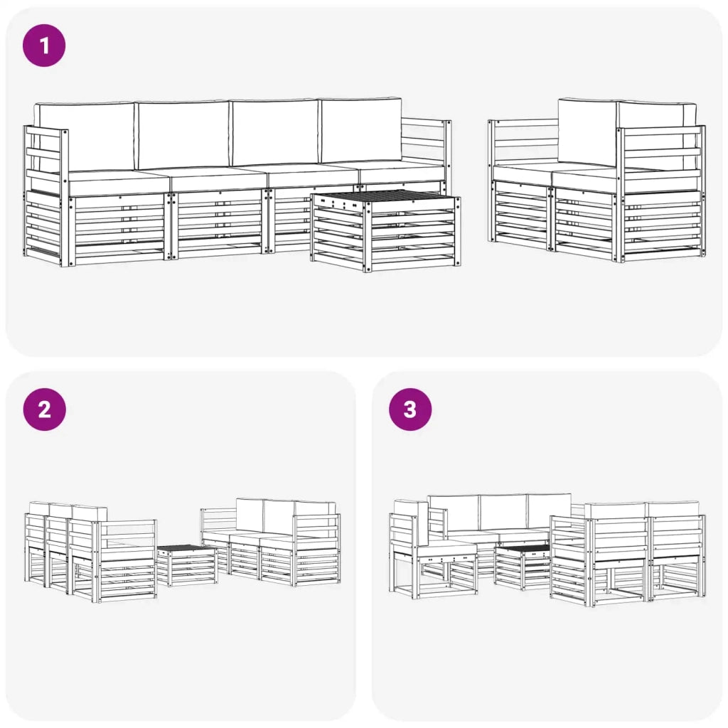 Set di divani da esterno 7 pcs Bianco e Beige Poliestere 3391418