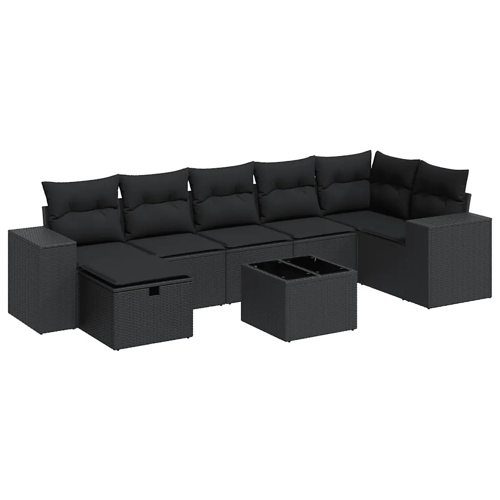 Set Divani da Giardino con Cuscini 8 pz Nero in Polyrattan 3325711