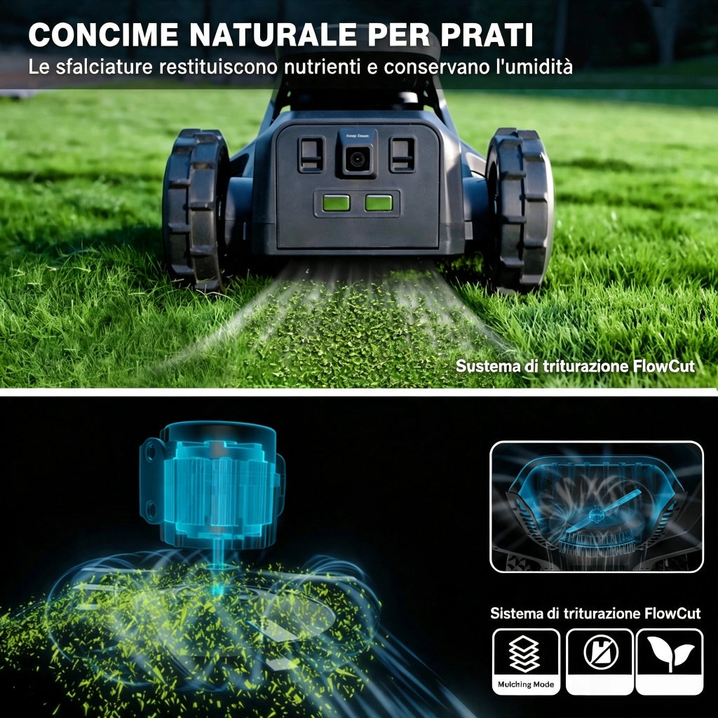 Robot tagliaerba Navigazione AI 300° RTK – impermeabile IPX6 – App per smartphone – 2400 m²