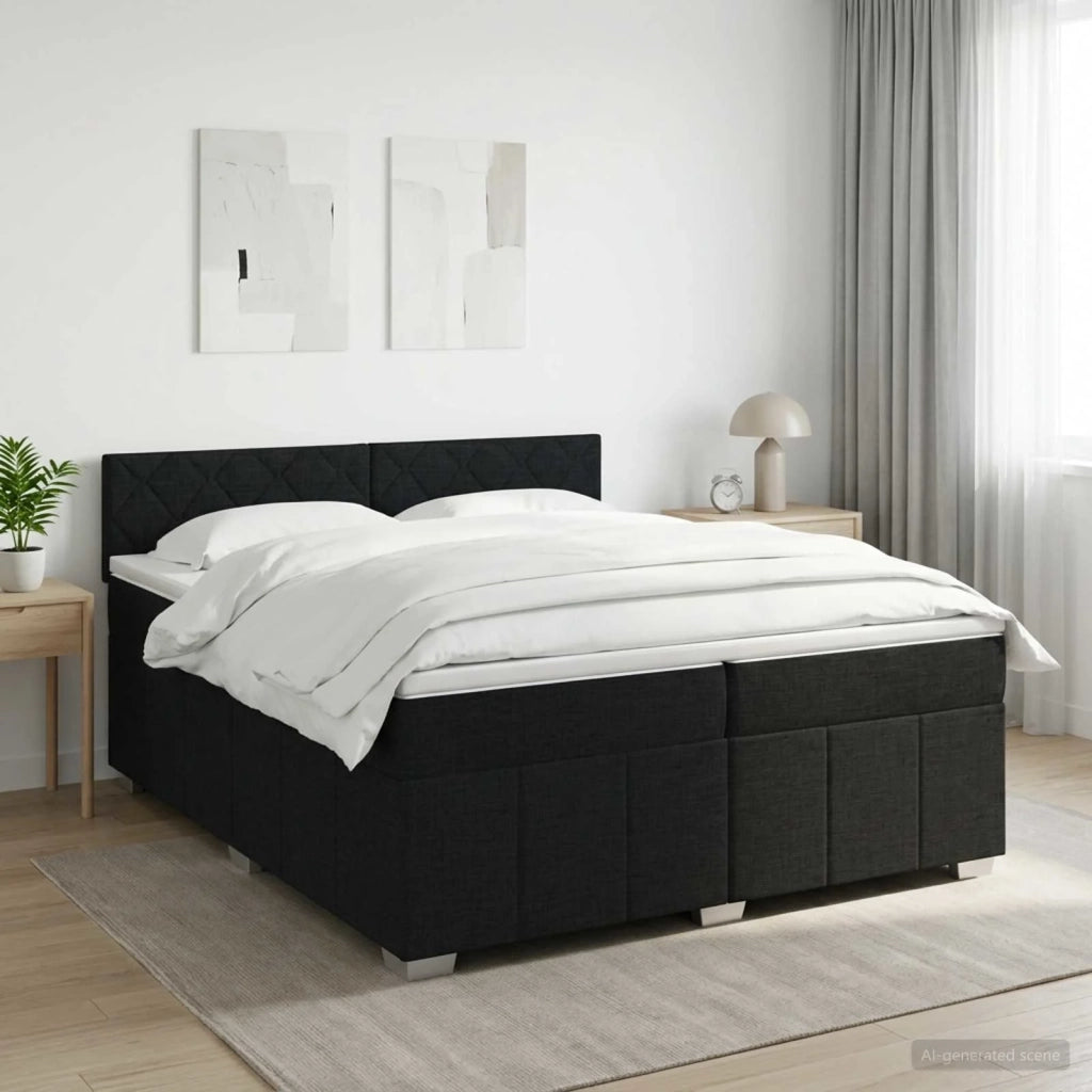 Letto box spring con materasso Nero 200 x 200 cm Tessuto 3451299