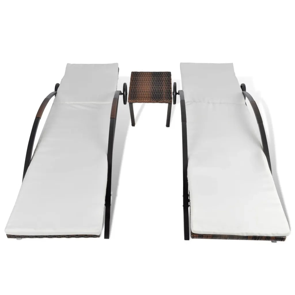 Lettini Prendisole con Tavolino in Polyrattan Marrone 42490