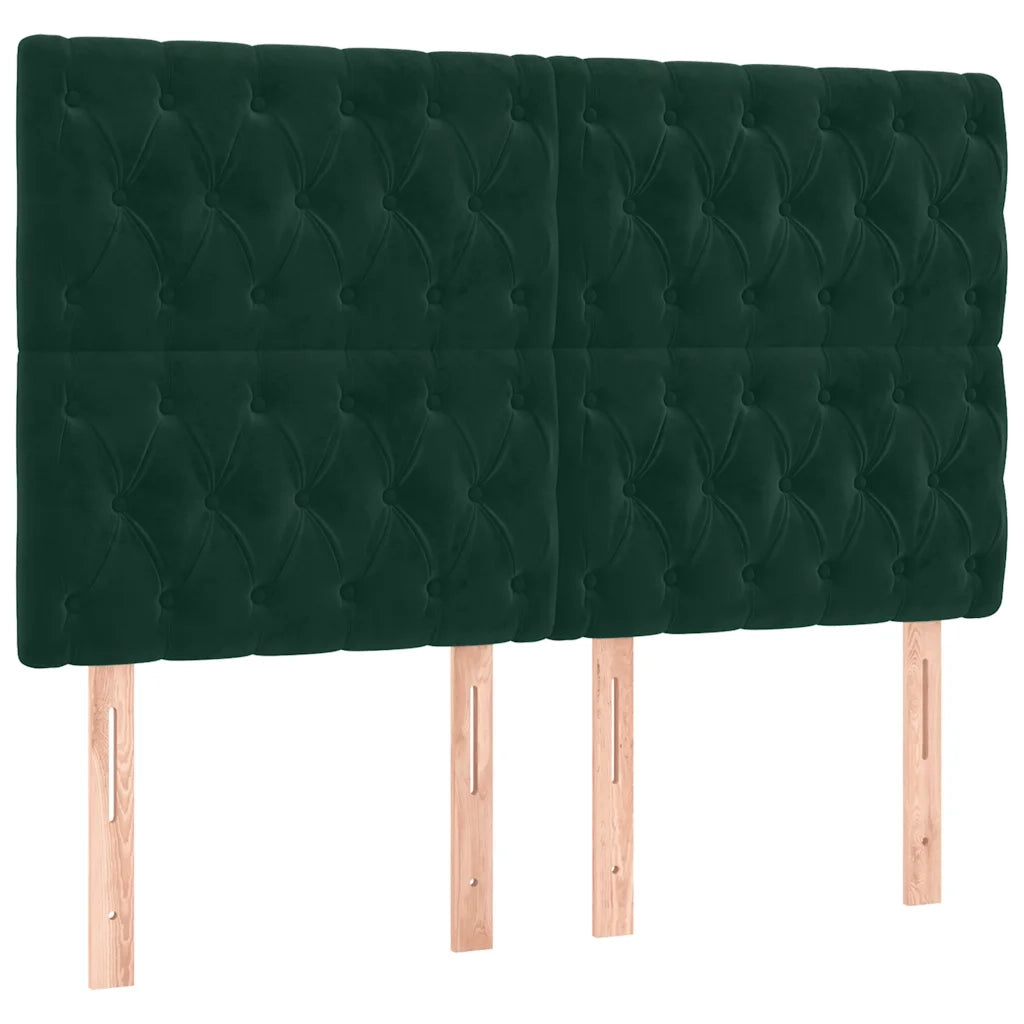 Letto a Molle con Materasso e LED Verde Scuro 140x200cm Velluto 3136308