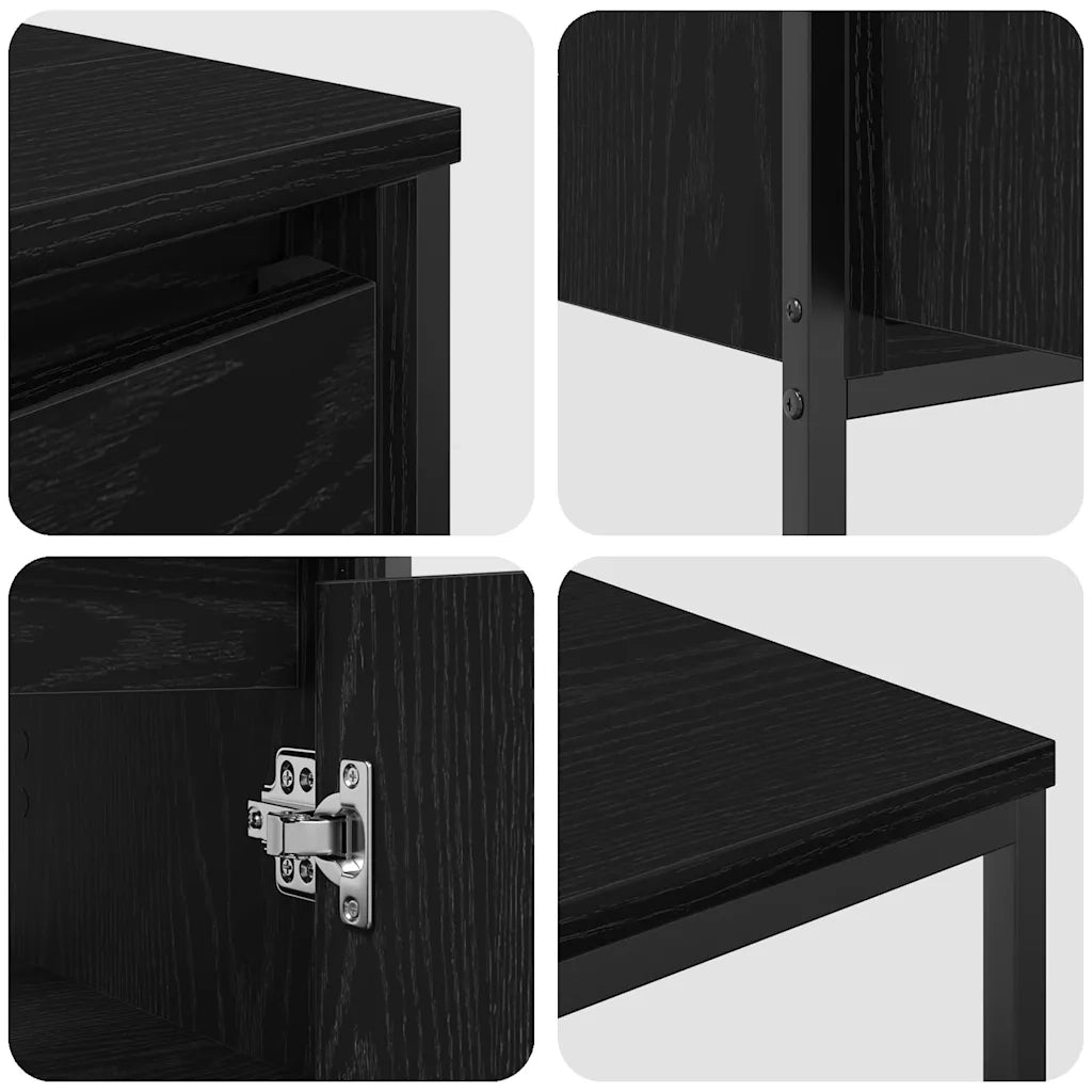 Set di mobili per il Bagno | Armadio da bagno 3 pz Rovere Nero Legno multistrato