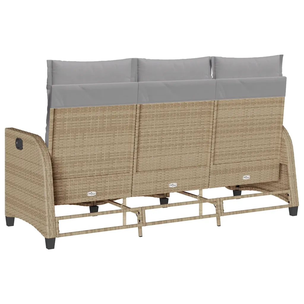 Divano da Giardino Reclinabile con Cuscini a L Beige Polyrattan 4108241