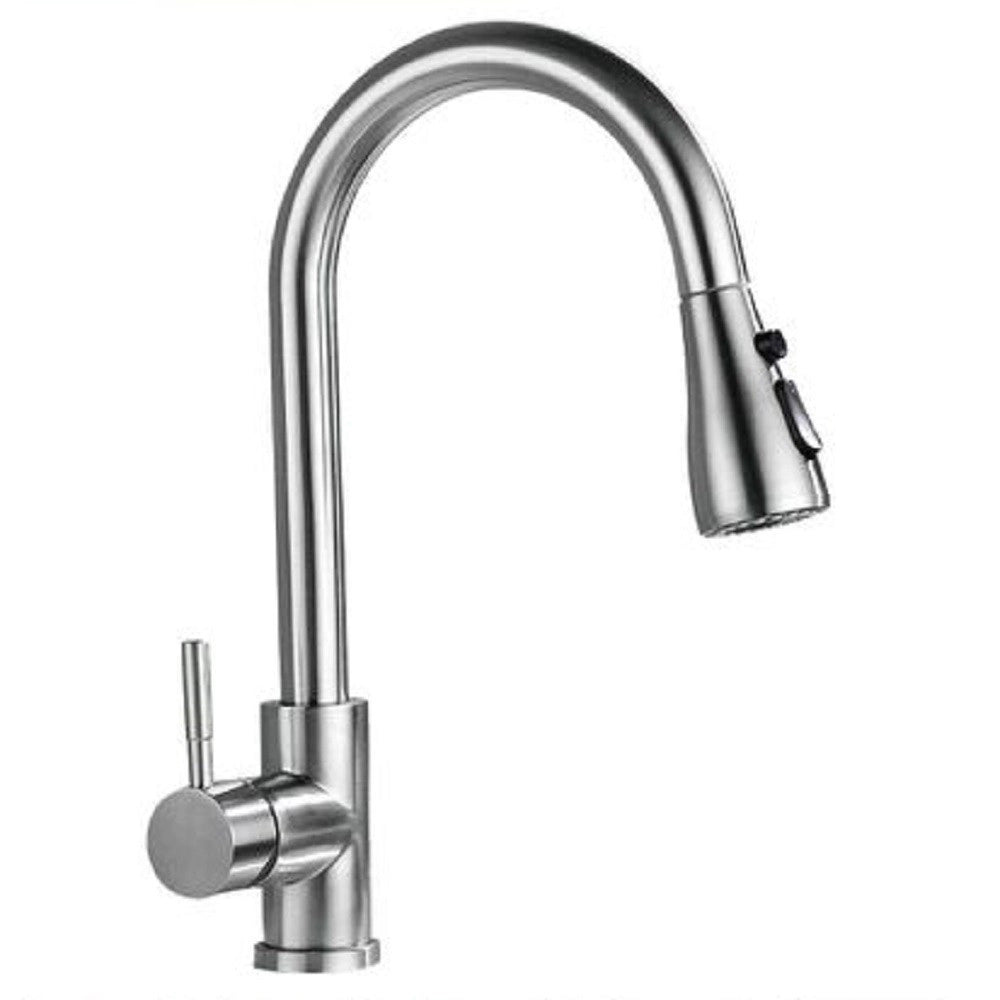 Trade Shop - Miscelatore Cucina Rubinetto Con Doccetta Estraibile Monocomando Satinato 79572 -
