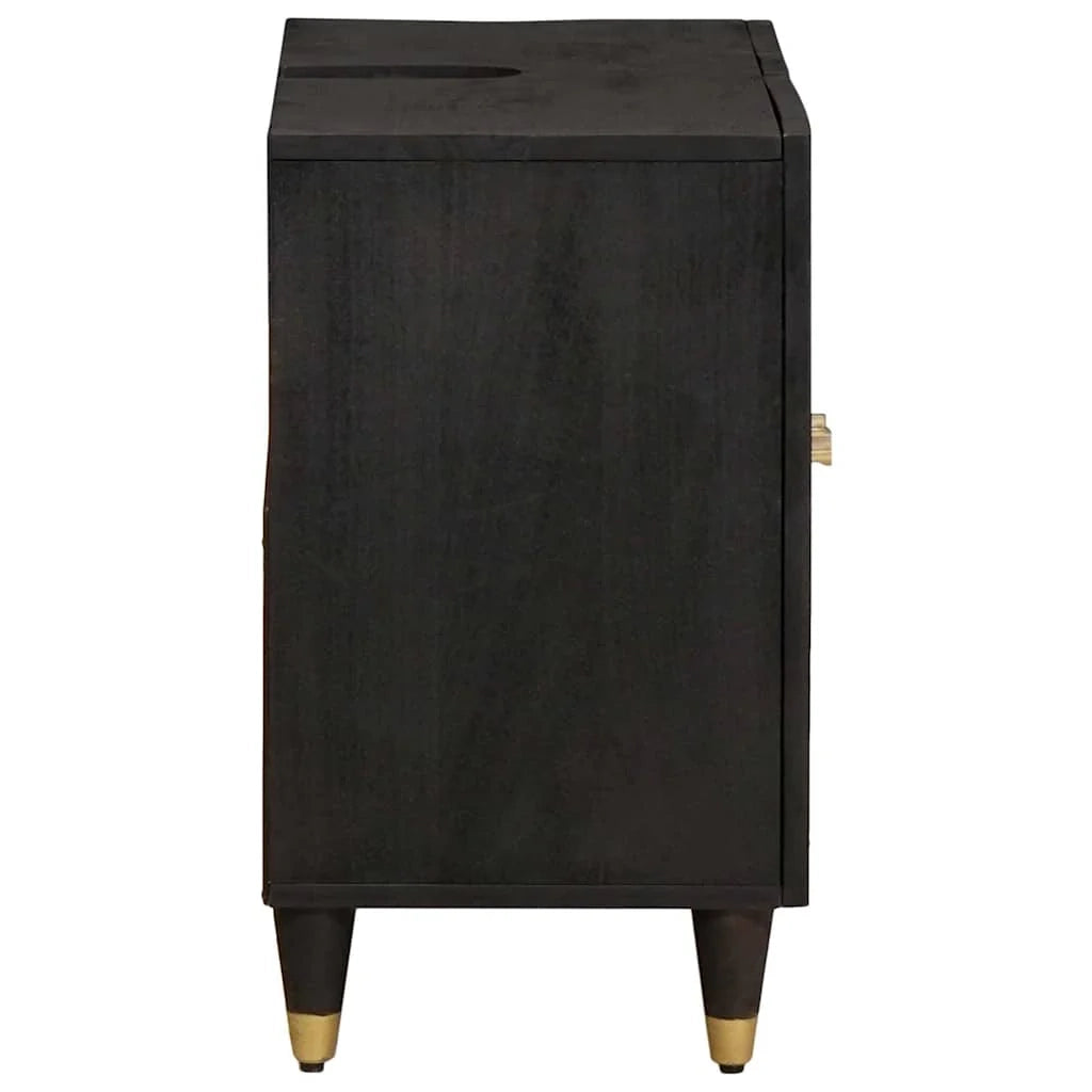 Mobiletto lavabo moderno e compatto 62 x 33 x 58 cm legno di mango nero 02_0057896