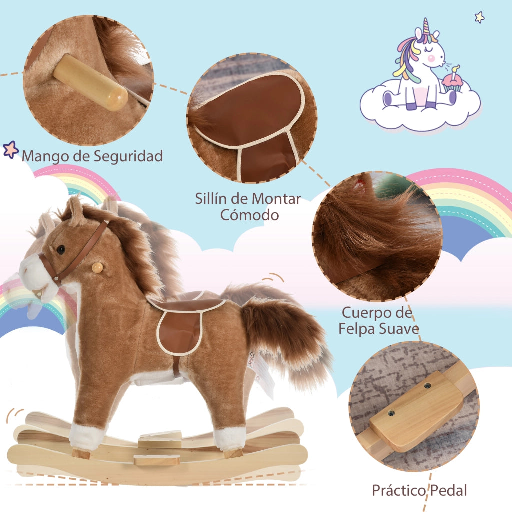 Cavallo Dondolo Peluche ¨C Minimal ¨C Marrone 65x32.5x61 cm