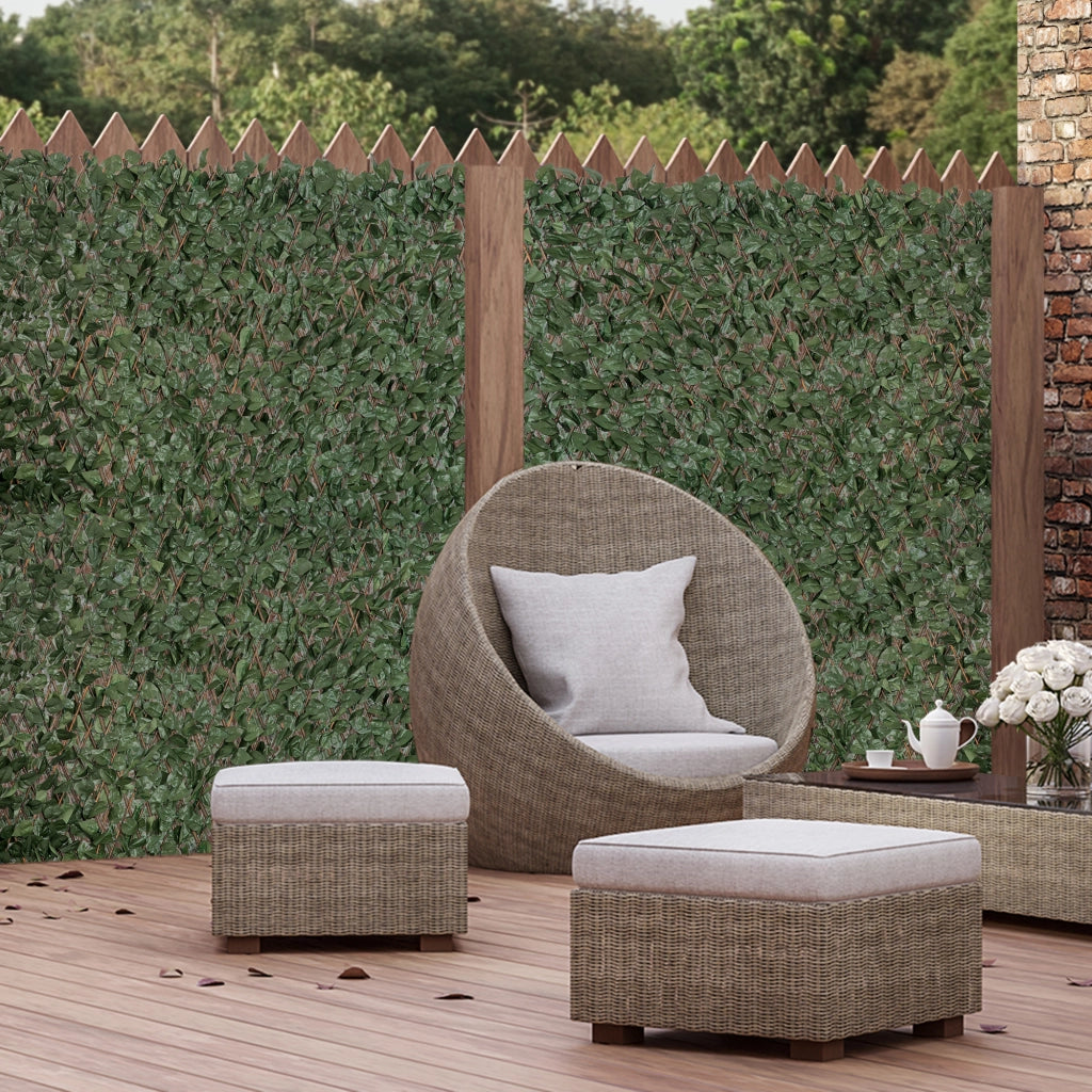 Set 4 Siepi Artificiali Edera Estendibile ¨C Zephmum ¨C Verde 200x100 cm