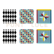 SET 6 PEZZI SOTTOBICCHIERE QUADRATO DISEGNO FOULARD