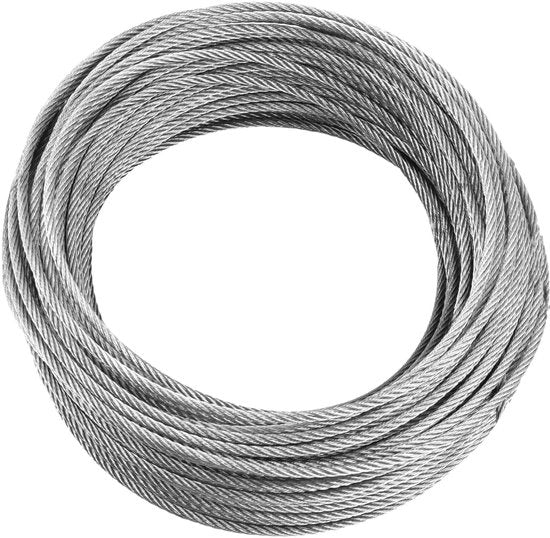 Cavo in acciaio inossidabile 3 mm - 30 m - Acciaio inossidabile 304 - 160 kg di carico - 637 kg massimo - Protezione contro la abrasione