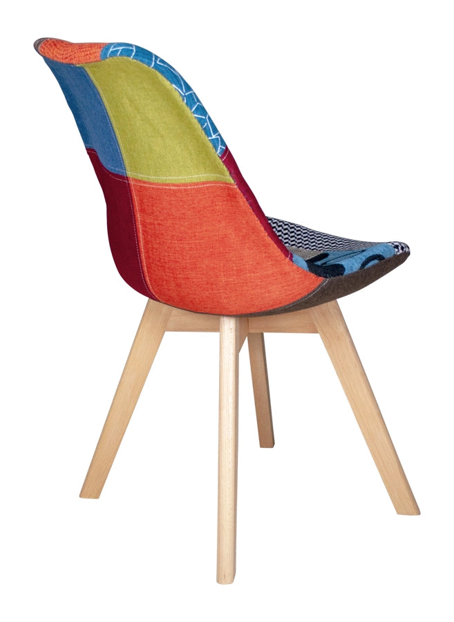 Sedia imbottita in tessuto patchwork, sedia da pranzo piede in legno - Mia - SD100MIPTW