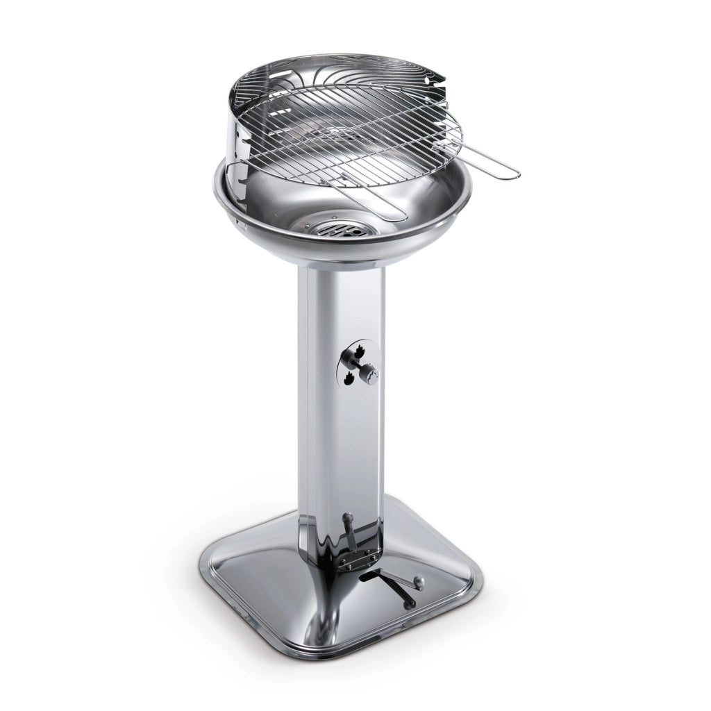 Barbecue a Carbone Venus 480 Ompagrill Griglia Ø44 cm Gamba a Colonna con Areazione in Acciaio Inox