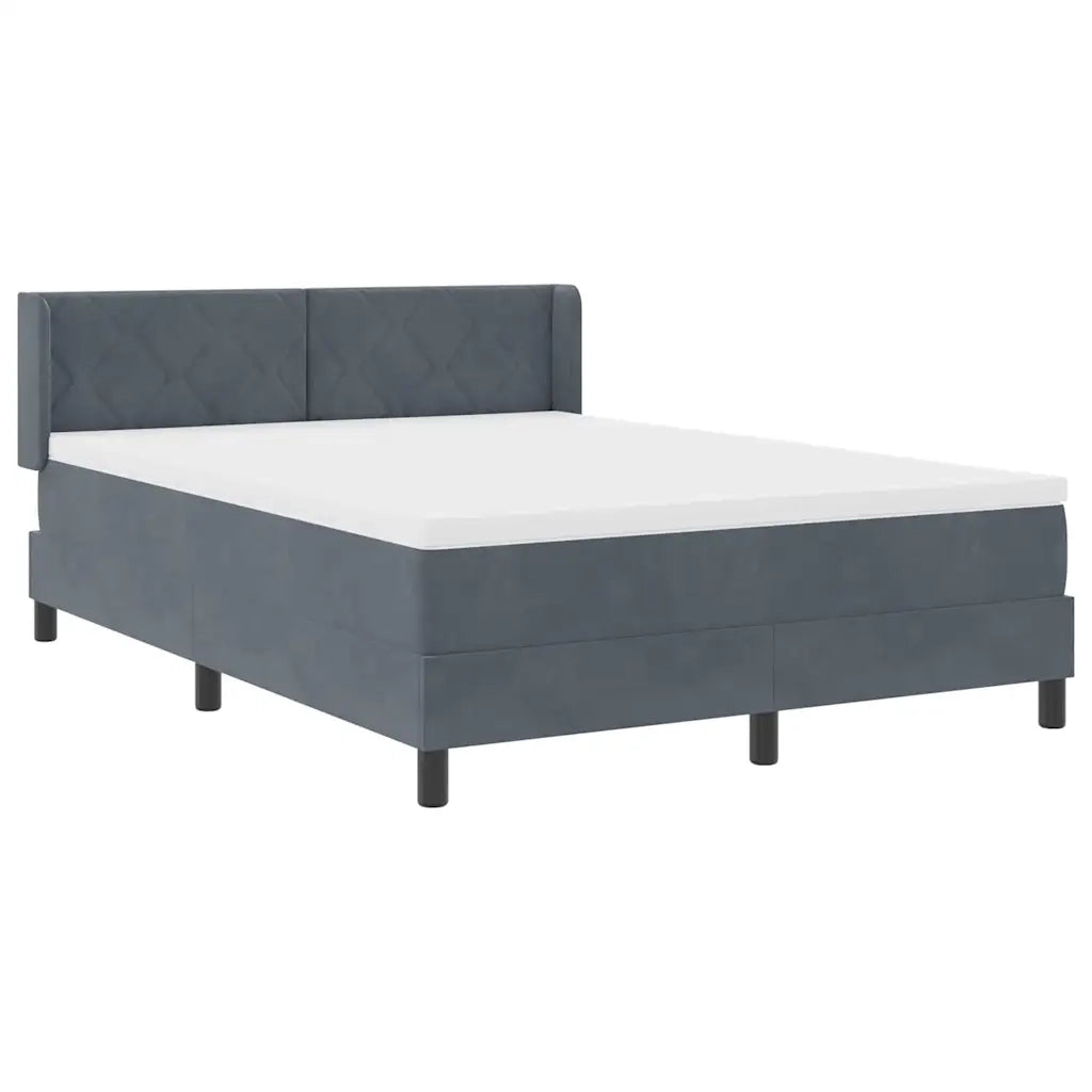 Letto a molle con testiera Grigio scuro 190 x 140 cm Poliestere