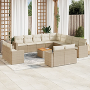 Set Divani da Giardino 14pz con Cuscini in Polyrattan Beige 3224399