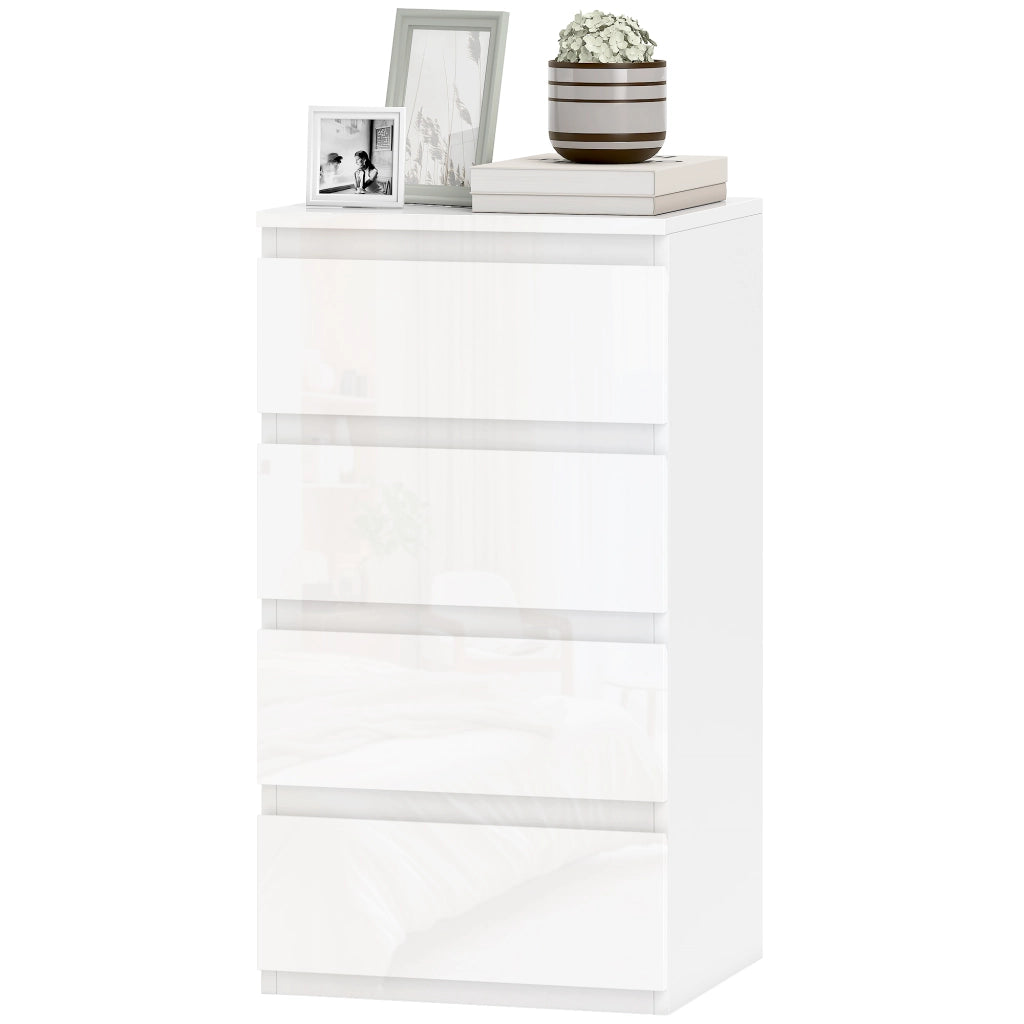 Com¨° Slim. 4 cassetti lucidi. bianco. per camera da letto.