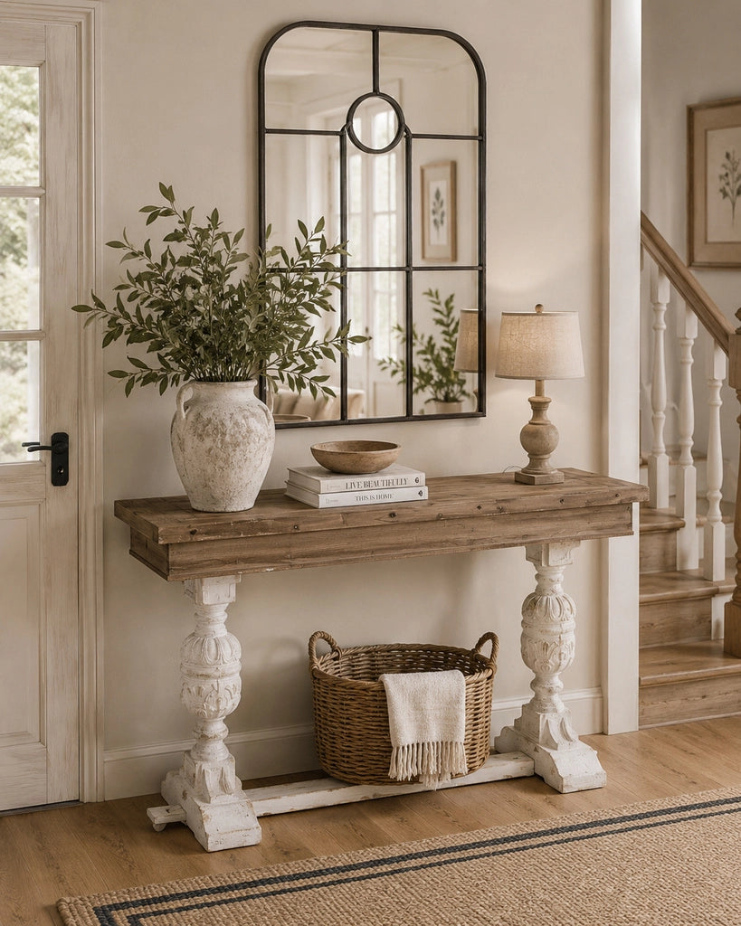 Mobile da ingresso in legno marrone, 150x45x86 cm (altezza)