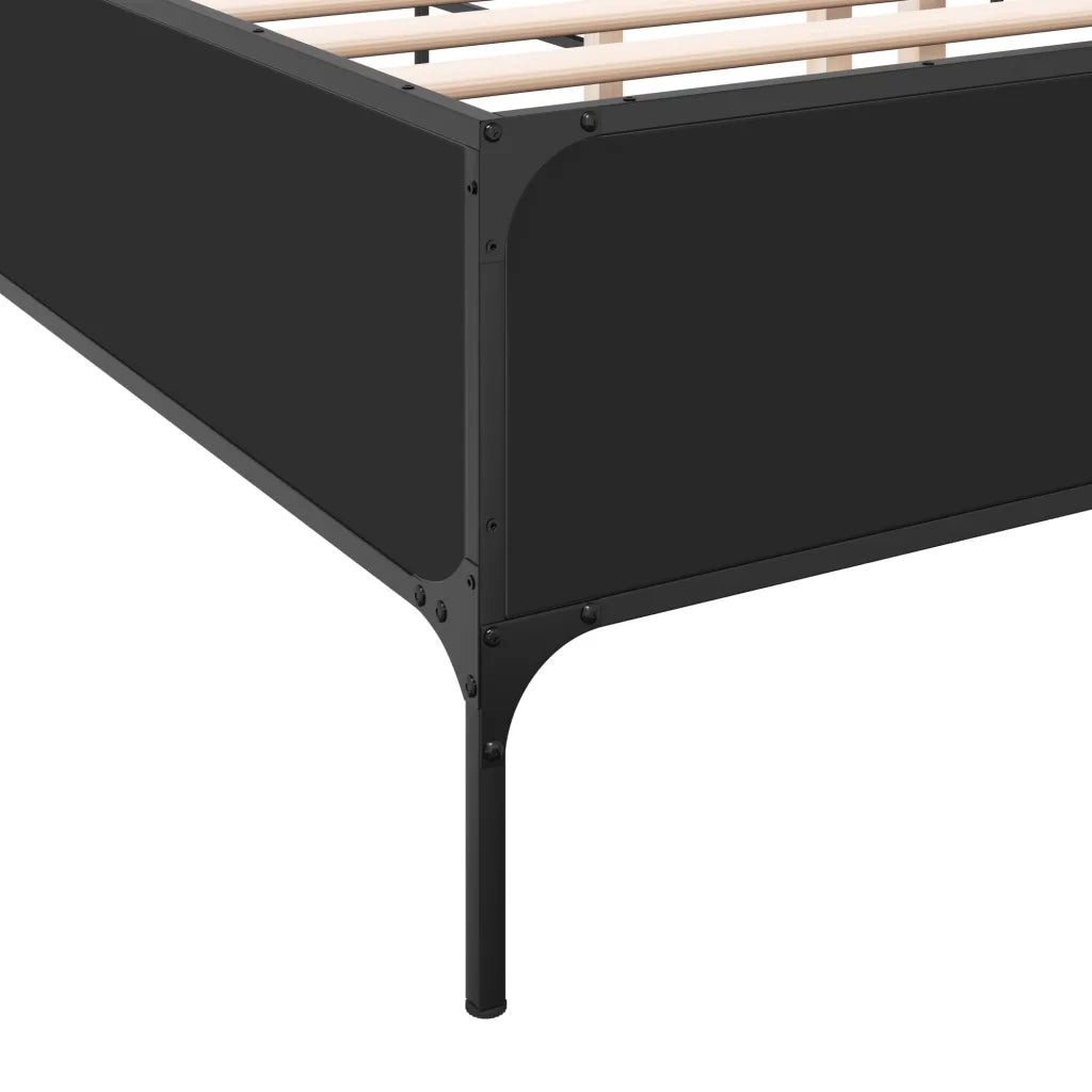 Giroletto-Struttura Letto Nero 135x190 cm in Legno Multistrato e Metallo 660962