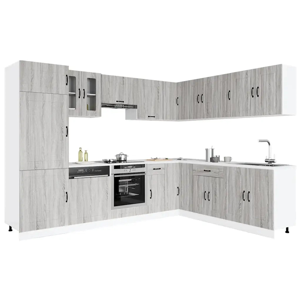 Set Mobili da Cucina 14 pz Kalmar Grigio Sonoma in Truciolato 3314977