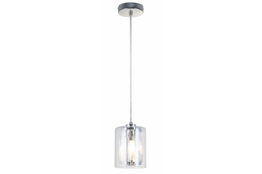 Lampada a sospensione cromata Tesh doppio vetro E14 40W Reality