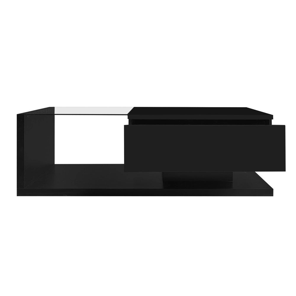 Tavolino da Caff¨¨ con LED e Vetro ¨C MINIMAL ¨C Nero Lucido