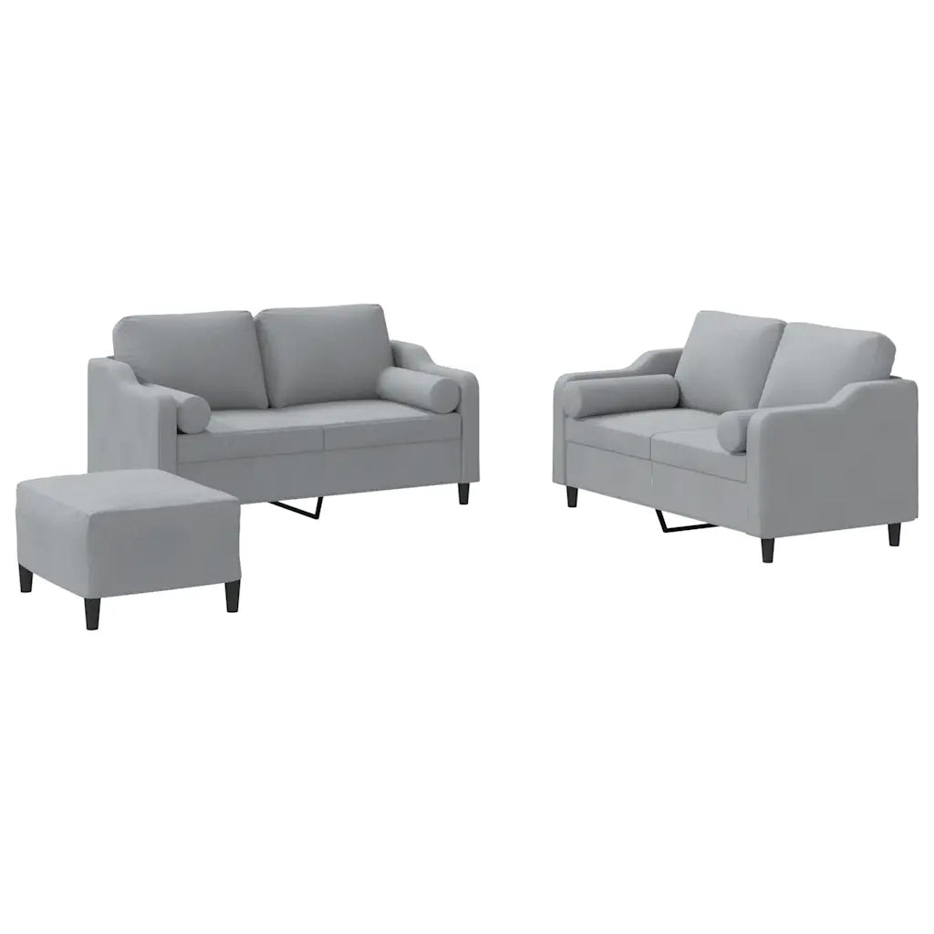 Set Divani 3 pz con Cuscini Grigio Chiaro in Tessuto 3201826